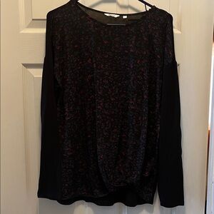 Reitmans Black and Red Patterned Long Sleeve Top